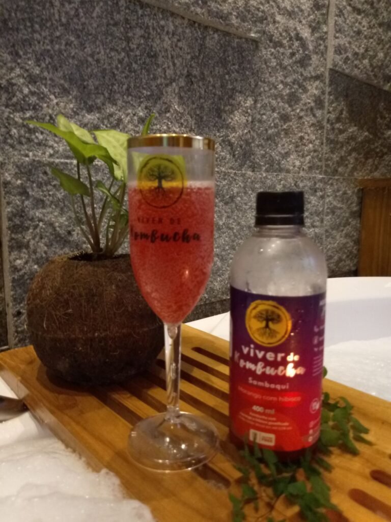 kombucha de morango com hibisco