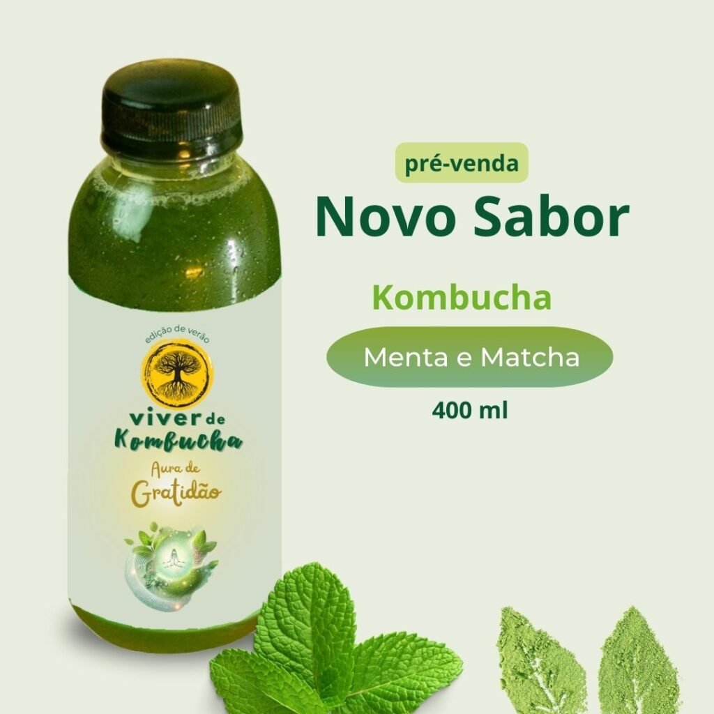 L-teanina está presente na Kombucha de Menta e Matcha da Viver de Kombucha